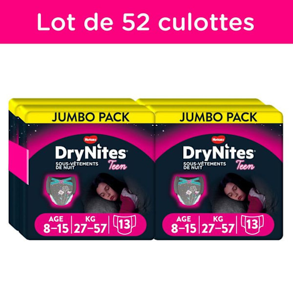 DryNites Nattblöja för Flickor 8-15 År 27-57 kg (4x13) N/A