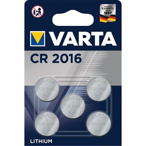 VARTA paket med 5 CR2016 litium elektroniska batterier