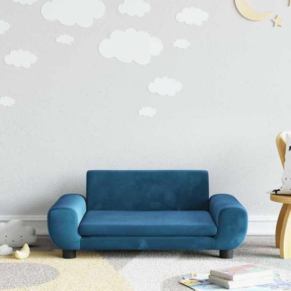 vidaXL Barnsoffa Blå 70x45x33 cm Sammet 3196386