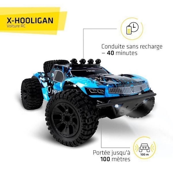 OVERMAX Huoligan Large Speedy Remote Control Car, skala 1:10, 50 km/h hastighet, 100 meters räckvidd, 4x4 Drive, 40min Mörkblå