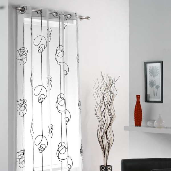Gardinpanel i voile - MÄRKE - 140 x 240 cm - Öglor - Vit - Elegans - Chic Vit
