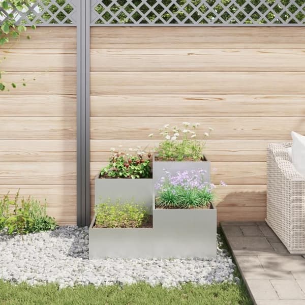Jardinière - 80x80x60 cm - Galvaniserat stål - Grå - Modernt design Grå