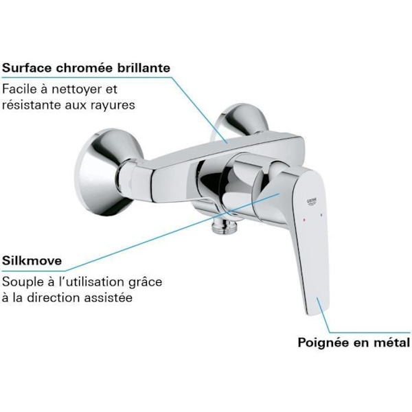 GROHE Start Flow engrepps duschblandare, väggmontering, gängad anslutning för 1/2" slang, metallrosetter ingår, 23771000