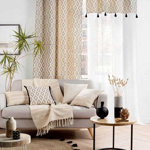 Fransig Jacquardpläd "Doreline" 125x150cm Beige beige