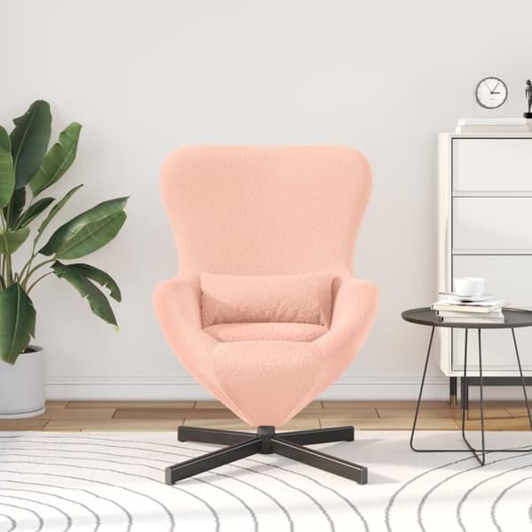 Fåtölj - Äggstol - Bouclétyg - Rosa - Modernt design Ros