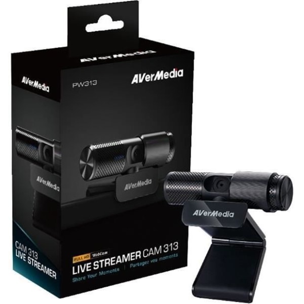 AVerMedia Live Streamer CAM 313 (PW313) - Webbkamera för YouTubers och streamers - Spela in i Full HD 1080p30 / Plug and Play / Focu