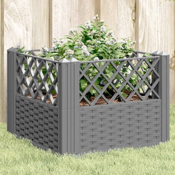 vidaXL Blomlåda med ljusgrå pinnar 43,5x43,5x43,5 cm PP 368008