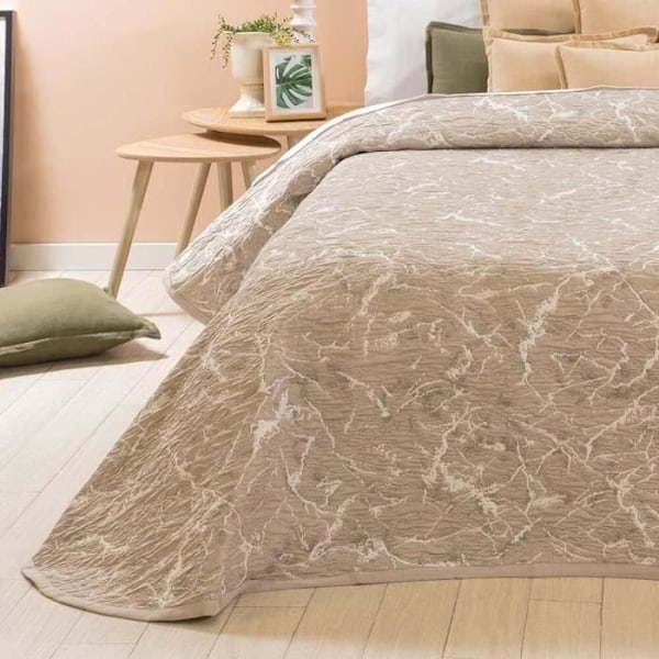 Sängtäcke - Sancarlos - Silas - 250x270 cm - 100% Polyester - Mjuk mot huden Grädde
