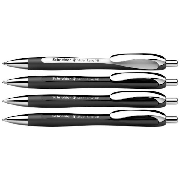 Stylo-boll - Schneider Schreibgeräte - Slider Rave XB - 0,7 mm - Blå färg - 4 stycken svart, svart/vit, blå