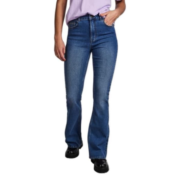 Pieces Peggy utsvängda jeans för kvinnor - Blå - Hög midja - Slim fit mellanblå denim jag