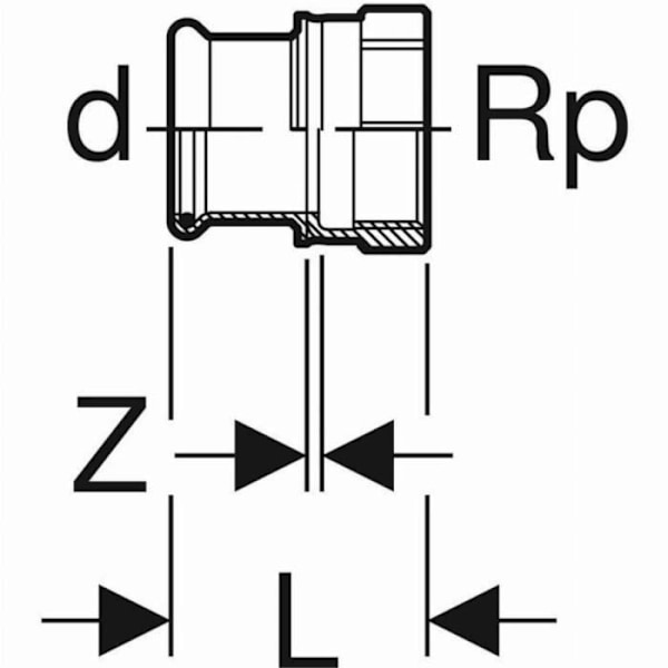 Raccord GEBERIT Mapress Stål Kolstål med gänga hona d=54mm Rp=2 - 21818