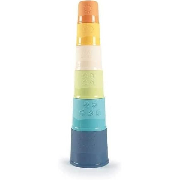 1:a ålderns leksak - Smoby - Tower of 6 Little Smoby Gröna koppar att stapla - Vit - Plast - Blandat Flerfärgad