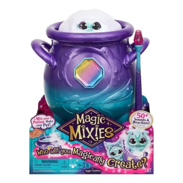 Magic Mixies Purple Magic Cauldron-spel - Älgleksaker - Skapa din magiska vän - 50+ ljud och reaktioner