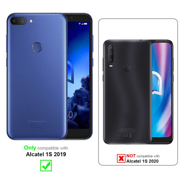 Coque för Alcatel 1S 2019 Fodral i KIRSCHRÖD Etui Case Cover Skydd med magnetstängning Plånbok Röd