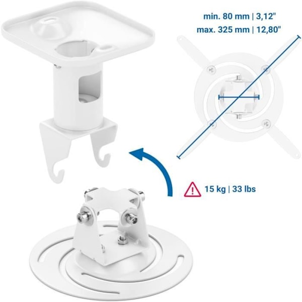 Takfäste - deleyCON - Universell - Rotering 360° - Lutning +-25° - 15kg Max Vit