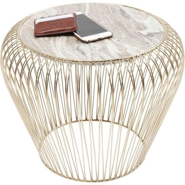 Sidobord Beam guld marmor grå 43cm Kare Design