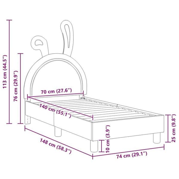 Sängram för småbarn - vidaXL - 70x140 cm - Vit - Ingenjörsträ - Förvaringsfickor - Latsystem Vit