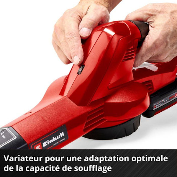 Einhell Trådlös blåsare GE-CL 18 Li E Kit Power X-Change (18V, elektronisk reglering) Levereras med batteri 2,0 Ah och laddare Röd