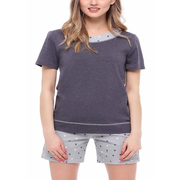 Pyjamas - Merry nightgown style Pyjamas Top and Bottom Set Damkläder MS10-237 Mörk/grå mix S
