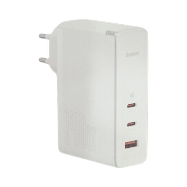 BASEUS GAN 5 PRO SNABBLADDARE, 2C+U, 140W, EUROPEISK VERSION, FÄRG: VIT.