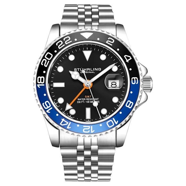 Klocka - MÄRKE - Modell - 10 ATM - Schweizisk Kvarts - Stål 42mm - Silver, Svart, Blå Silver, black, blue