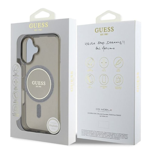 Coque för iPhone 16 Plus - Guess IML Glitter Circle MagSafe (GUHMP16MHFHFGEREK) - Svart svart