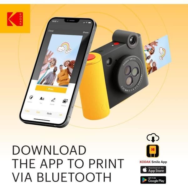 Instant Print Digital Camera - KODAK - Smile+ - Svart Svart