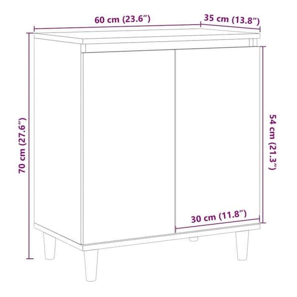 vidaXL Buffé ek hantverk 60x35x70 cm ingenjörsträ 856477