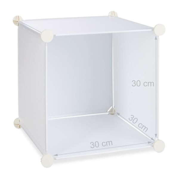 Relaxdays Förvaringshylla 9 fack plastdörrar modulär DIY montering plug-in bokhylla 95x95x32 cm, vit Vit