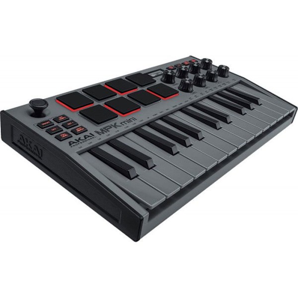 MIDI-keyboard - Akai - MPK Mini MkIII - 25 tangenter - 8 pads - OLED-skärm - Grå