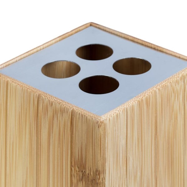 Relaxdays Bamboo Badrumstillbehör 3-delat set Tvåldispenser Tumbler Tandborste Tvålkopp, naturlig ljusbrun, silverfärgad