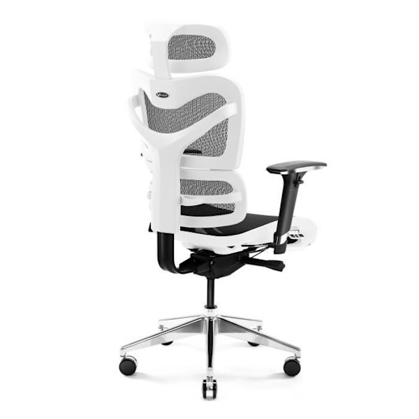 Diablo V-Commander Ergonomisk kontorsstol 3D-armstöd Svankstöd Nackstöd Justerbart säte Mesh-tyg Vit-svart vit svart