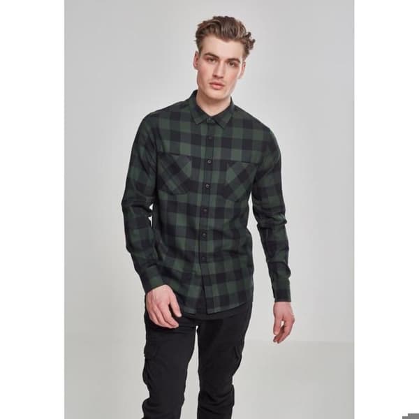 Urban Classic basic flanellskjorta svart/grön skog jag