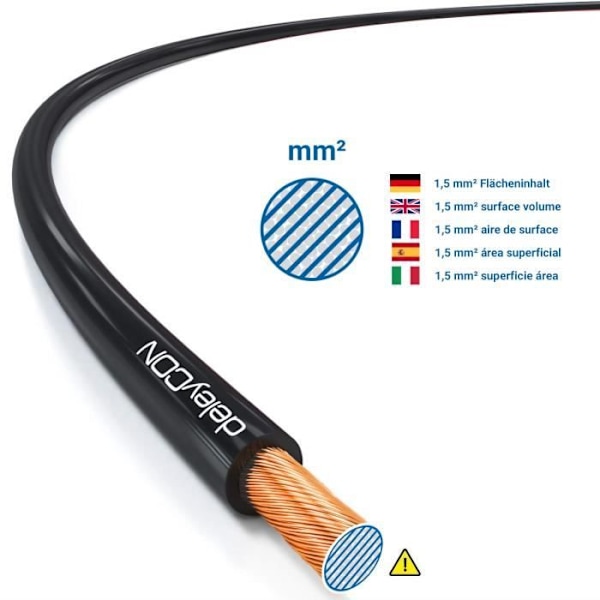Högtalarkabel - deleyCON - 100m - 2x1,5mm² - CCA Aluminium - Röd/Svart röd svart