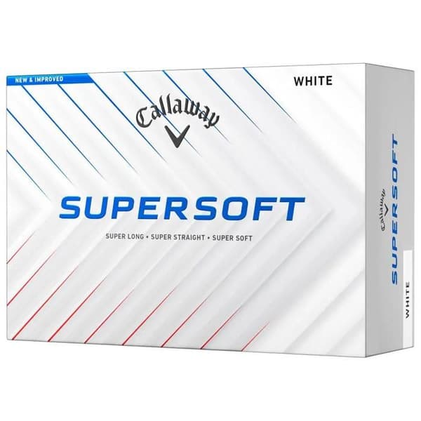 Box med 12 Callaway Supersoft White Golfbollar Vit