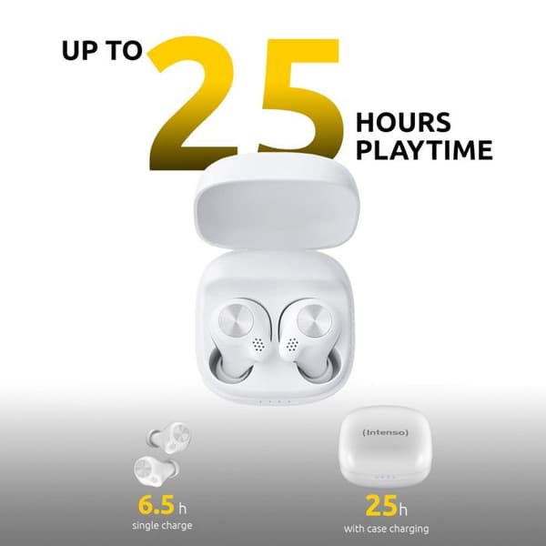 Intenso Buds Micro T200 Trådlösa Hörlurar Bluetooth 5.3 25 Timer Vit Vit