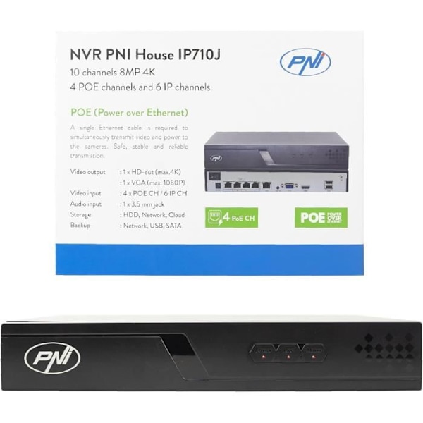 NVR PNI House IP710J - 10-kanals 4K 8MP videoinspelare med avancerade AI-funktioner
