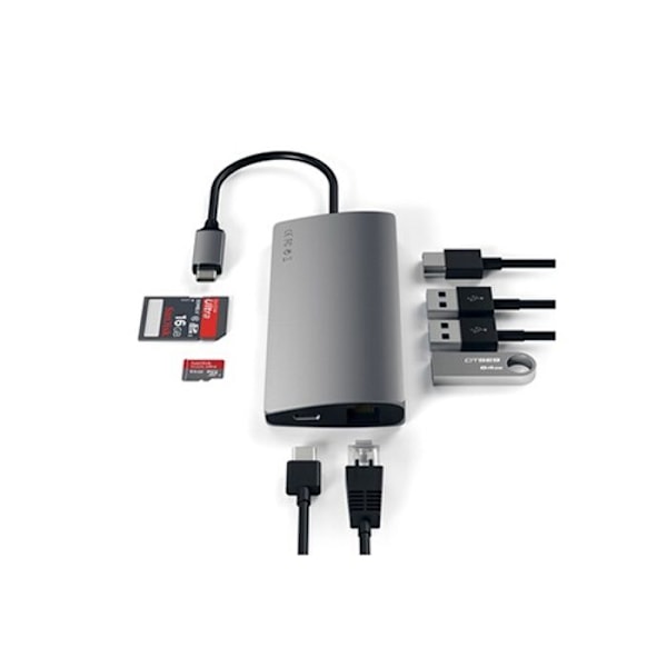Satechi USB Hub 8 IN 1 USB-C HUB SIDERAL GRÅ