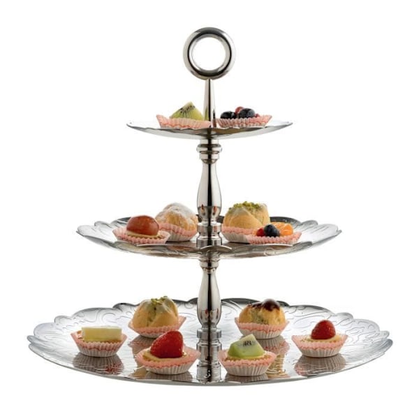 Trefotsfat i 3 våningar - Alessi - Dressed For Xmas - Rostfritt stål 18/10 - Ø35,5 cm - H.31 cm