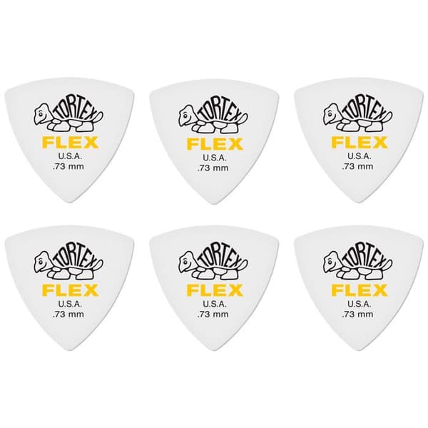 Dunlop 456P73 Tortex Flex Triangle 0,73 mm Förpackning med 6 Plektrum
