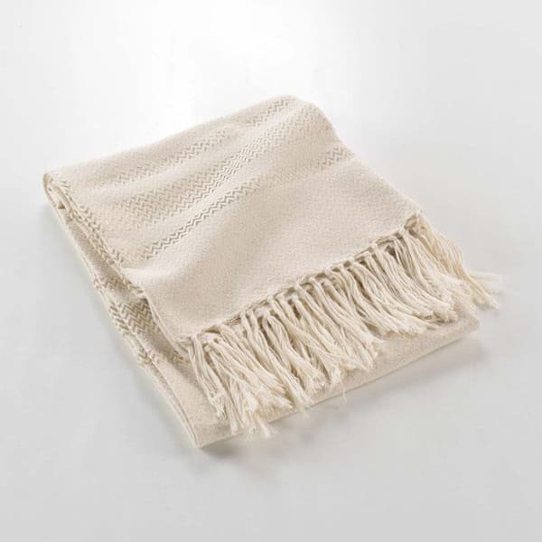 Fransig Jacquardpläd "Doreline" 125x150cm Beige beige