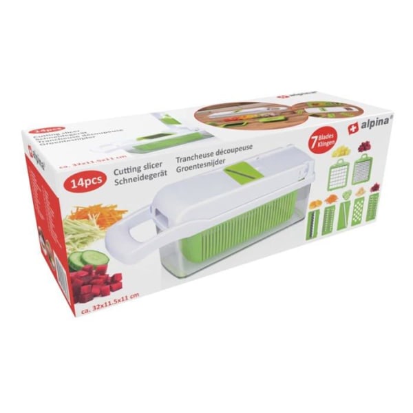 Alpina - Aufschnittmaschine - Skärmaskin - 14 delar - Kitchen Aid med sil och proteinfilter - Vit/grön