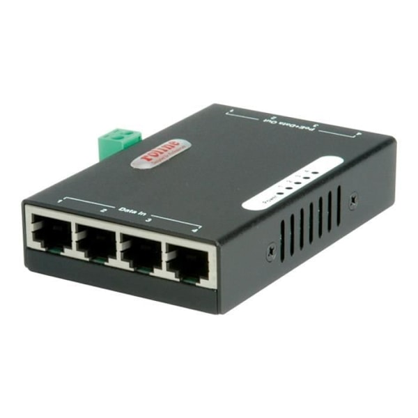 Roline Gigabit Ethernet PoE Injector Power Injector 48 V 120 Watt Output Connectors: 4 Black