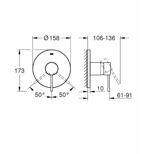 GROHE 24057001 Mekanisk duschblandare 1 utlopp bensin, silver (tysk import)