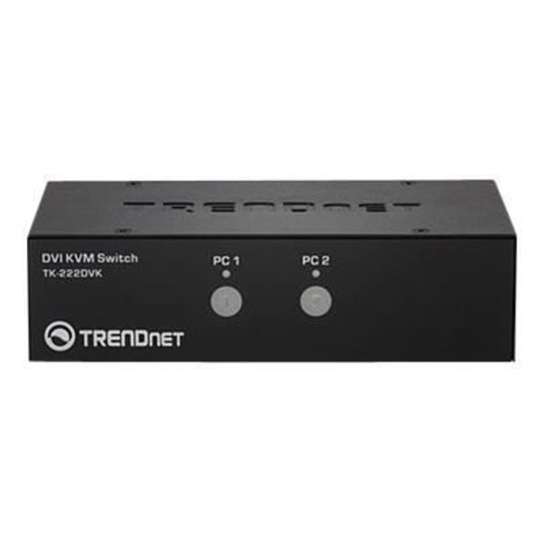 KVM-switch - TRENDnet - TK-222DVK - 2 datorer - 2560 x 1600 - 6 USB - 3 DVI Svart