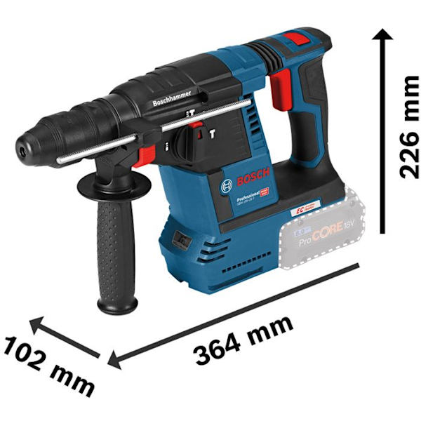SDS Plus 18V GBH 18V-26 F 2.6J perforator (utan batteri eller laddare) i L-BOXX box - BOSCH - 0611910001 Blå
