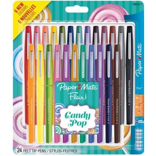 Paper Mate FLAIR Candy Pop Filtpenna blandade färger vattenbaserat bläck 1 mm medium förpackning om 24