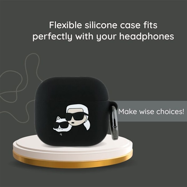 Coque för Apple AirPods 4 - Karl Lagerfeld Silicone Choupette Head 3D (KLA4RUNCHK) - Svart