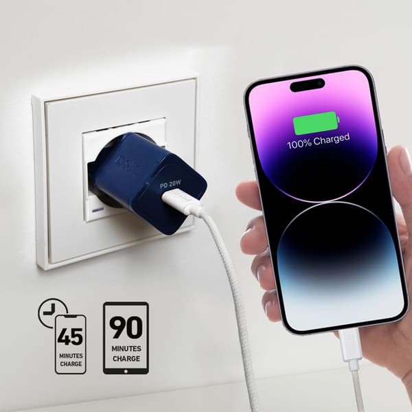 GaN PD 20W USB C nätladdare - SBS - Blå blå