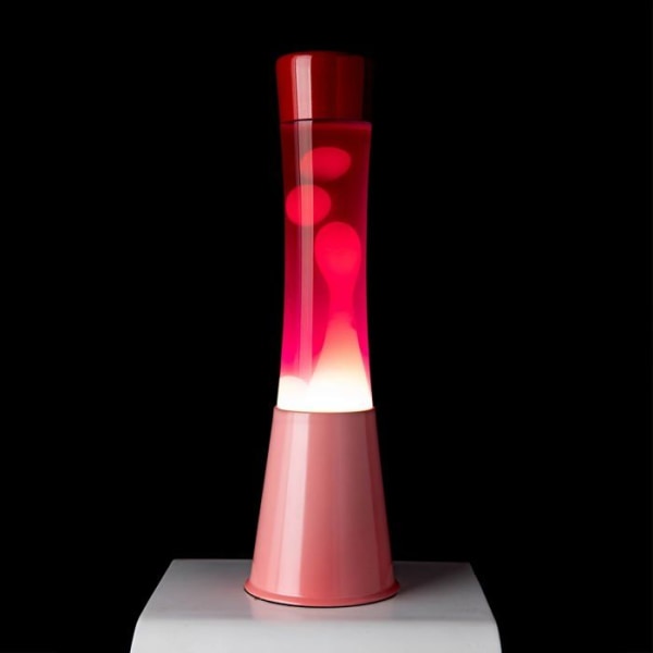 Rosa lavalampa. Rosa bas, rosa vätska, transparent lava och rött lock.  Mått: 11 x 11 x 39,5 cm - FISURA 3a73 | Fyndiq
